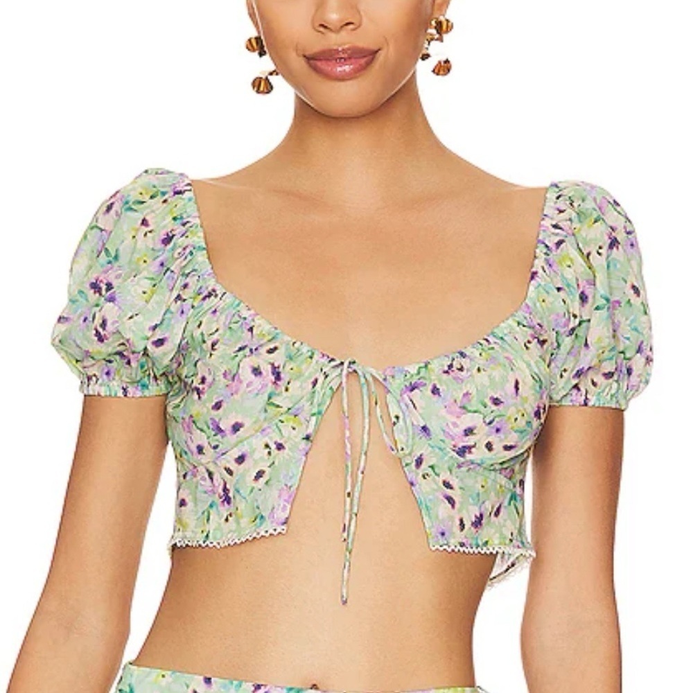 Tularosa Loma Crop Top in Green Floral Size L